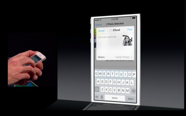 iOS 7: Fotos &uuml;ber iCloud teilen (Bild: Apple/Screenshot: Golem.de)